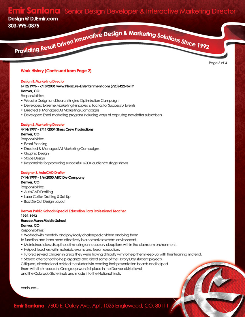 Design and Marketing Directo Resume Page 3
