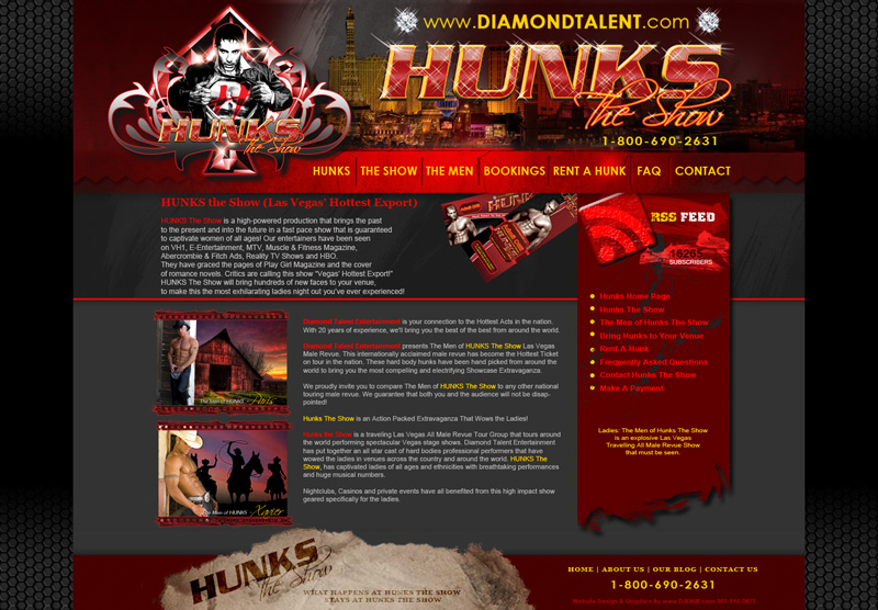 Hunks The Show All Male Revue Show Website Design Preview