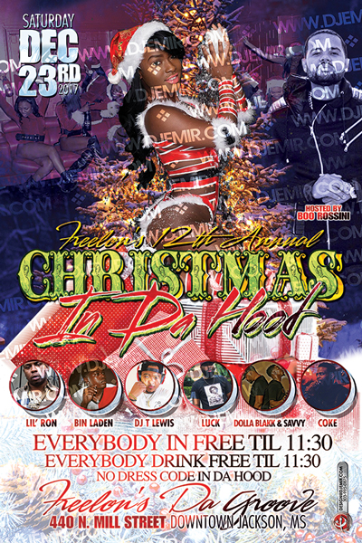 Christmas In da Hood Christmas Party Flyer Design Back