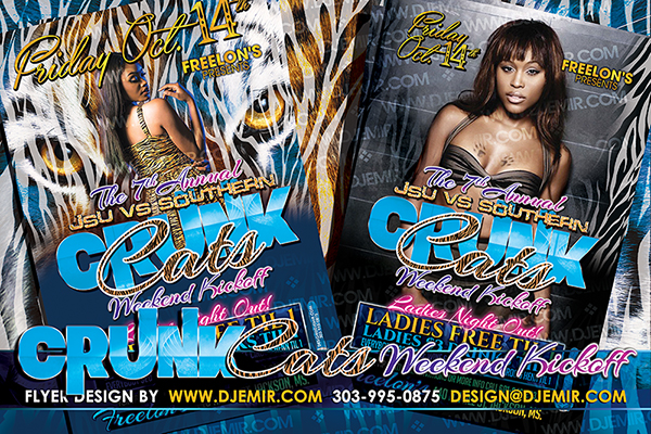Crunk Cats JSU Vs Southern Football Game Weekend Kick Off party Flyer design