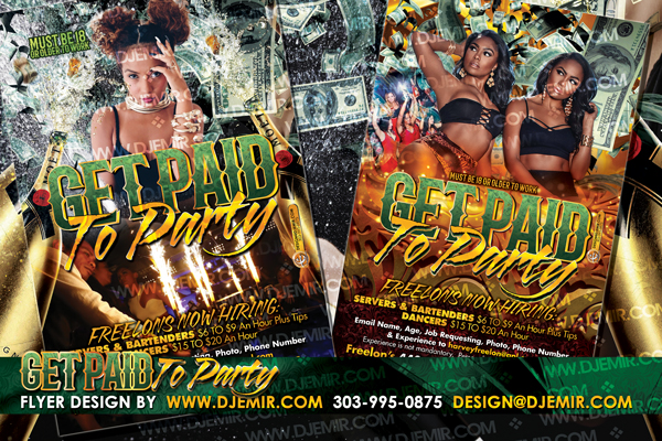 Get Paid To Party Nightclub Industry Recruitment Flyer Design