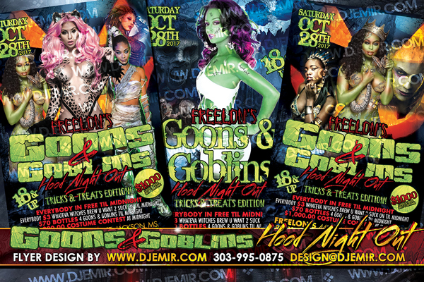 Goons & Goblins Hood Night Out Halloween Flyer designs