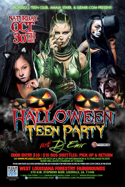 Halloween teen Party Flyer Design Louisiana Forestry Fairgrounds Leesville LA