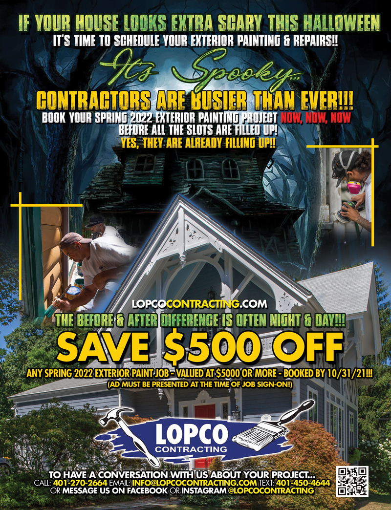 LOPCO contracting Exterior Painting And repair Halloween Haunted House Flyer and Magazine Advertisement Design