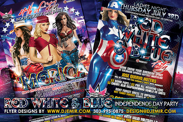 American Red White and Blue Independence Day 4th of July Flyer Design