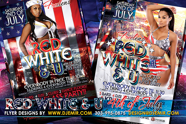 Red White And U 4th of July Independence Day Party Flyer Design 2016 Jackson MS