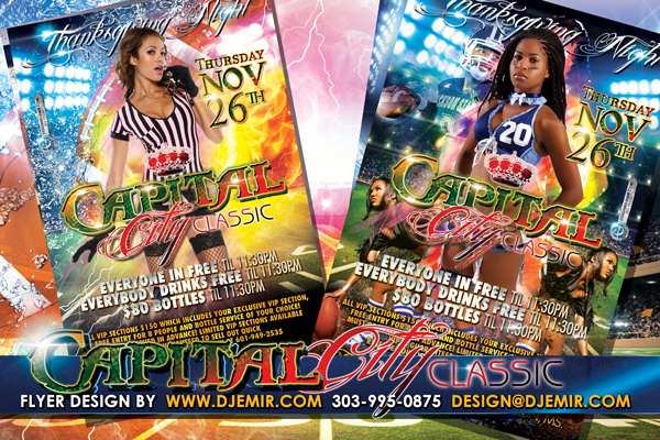 Capitol City Classic Thanksgiving Football Game After Party Flyer Design