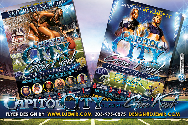 Capitol City Classic Thanksgiving Weekend Football Game Afterparty Flyer design