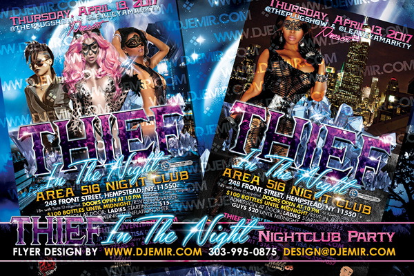 Thief In The Night Cat Burglar Themed Nightclub Party Flyer design