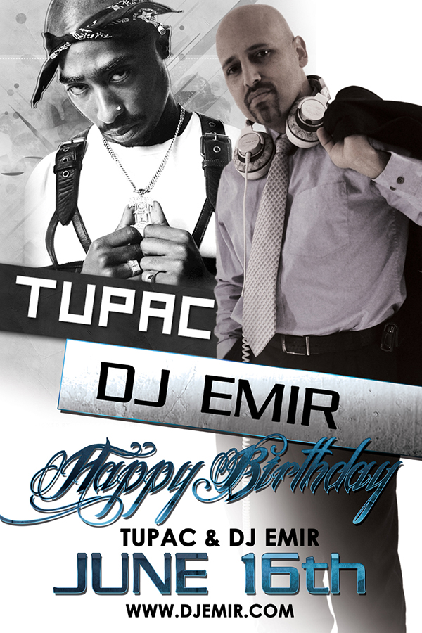 Tupac DJ Emir June 16th 2Pac Birthday Party Mixtape Promo Flyer Design