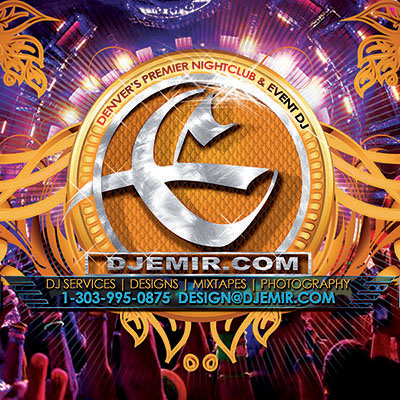 DJ Emir Gold And Silver On Purple DJ Lighting EDM Concert Logo Design Sticker