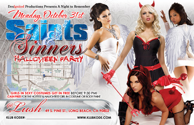 Saints and Sinners Halloween Party Flyer Design White